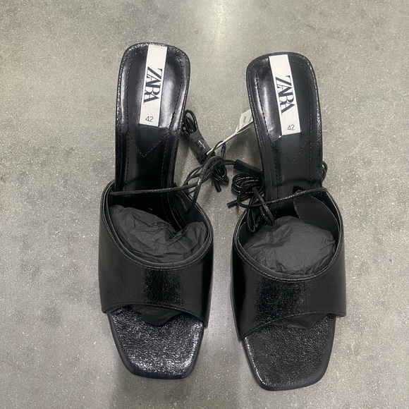 ZARA TIED HIGH-HEEL SANDALS THIN STRAPS TO TIE AROUND ANKLE THIN HEEL - Picture 6 of 9